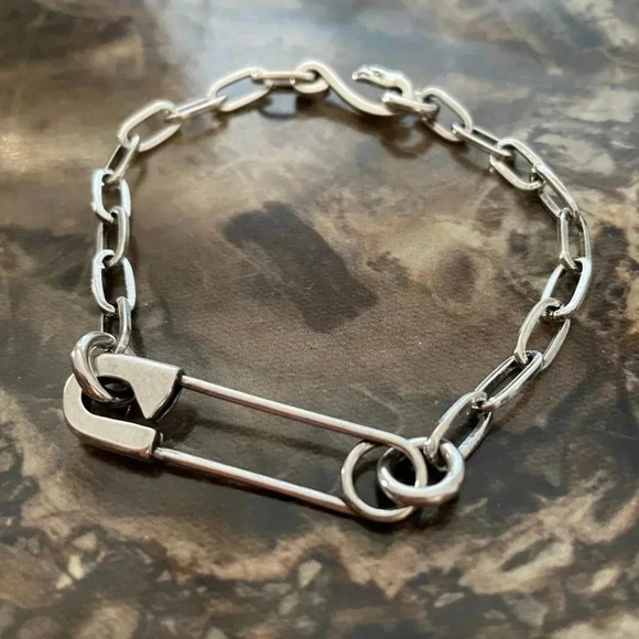 925 Chunky Sterling Silver Paperclip Bracelet Thick Silver Statement Bracelet - Picture 6 of 6